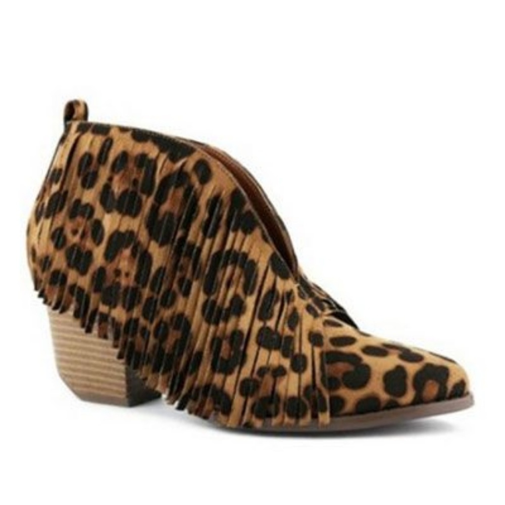 Leopard Fringe Booties